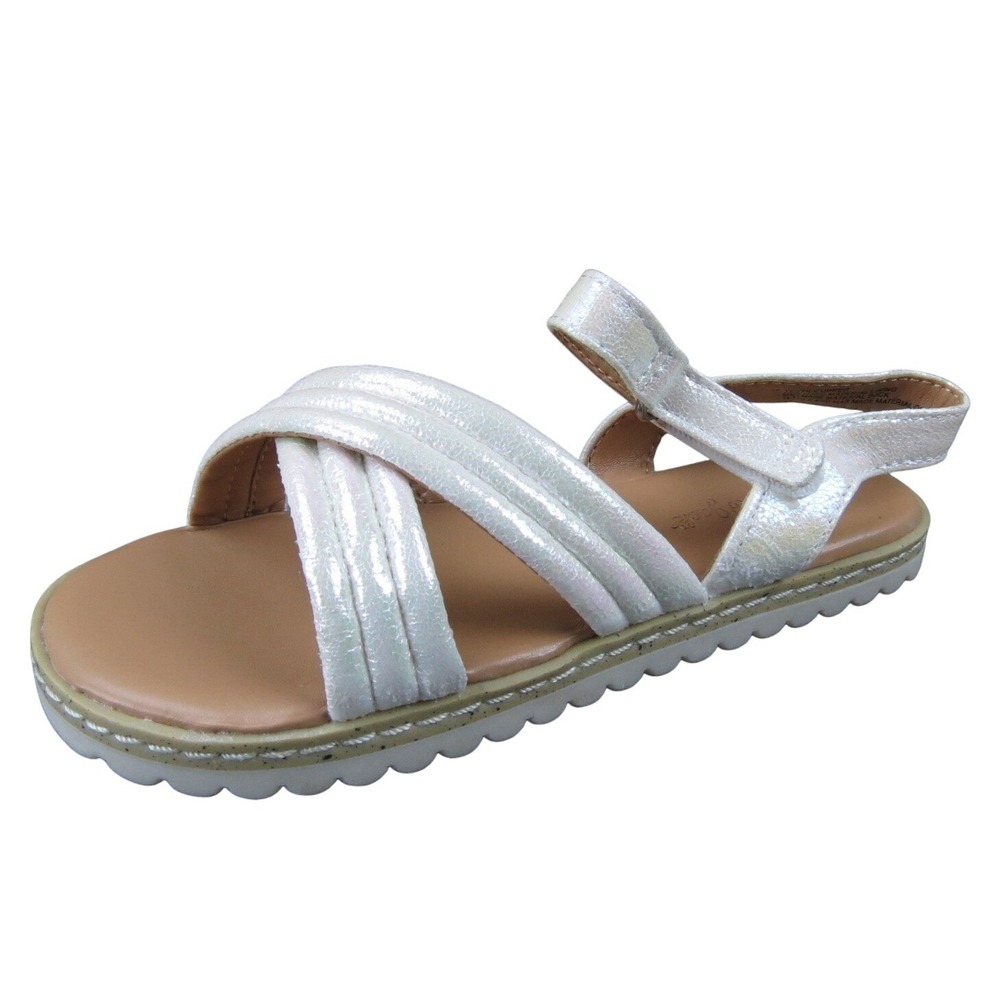 Cat Jack Chloe Toddler 10 Iridescent White‎ Synthetic Strappy Sandal Comfortable